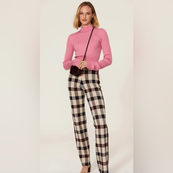 TOME Pants - TOME x RTR Pink Ribbed Crop Sweater Mock Neck Knit Medium